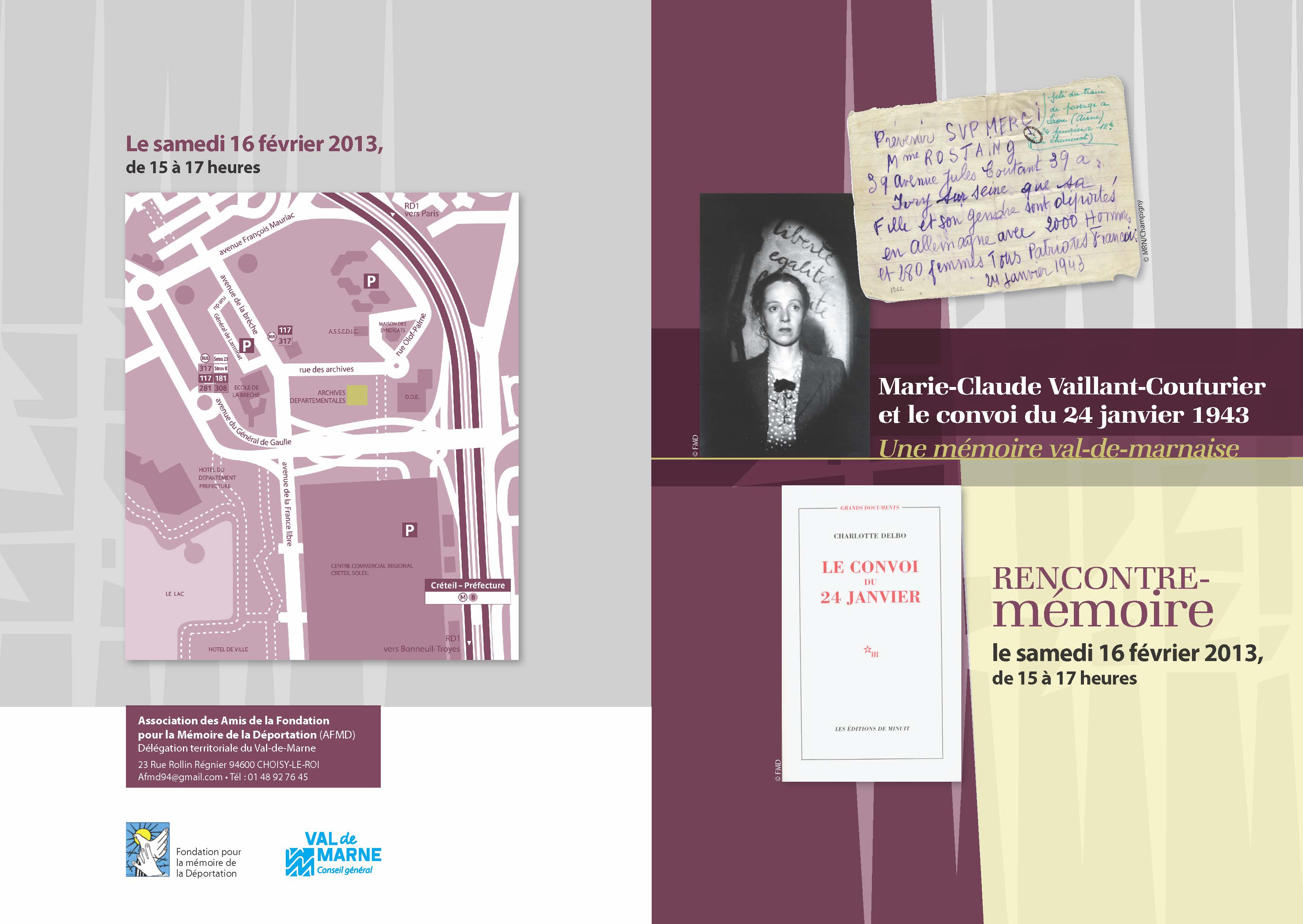 Invitation rencontre-mémoire aux Archives Départementales du Val-de-Marne